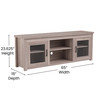 Flash Furniture Sheffield Classic TV Stand up to 80" TVs Gray Wash Oak Finish w/ Full Glass Doors 65" Engineered Wood Frame 3 Shelves, Model# GC-MBLK65-GY-GG