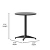 Flash Furniture Mellie 23.5'' Black Round Metal Indoor-Outdoor Table w/ Base, Model# TLH-052-1-BK-GG