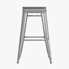 Flash Furniture Cierra Set of 4 Commercial Grade 30" High Backless Silver Metal Indoor Bar Height Stools w/ Gray All-Weather Poly Resin Seats, Model# 4-ET-31320-30-SV-R-PL2G-GG