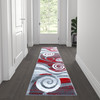 Flash Furniture Cirrus Collection 2' x 7' Red Swirl Patterned Olefin Area Rug w/ Jute Backing for Entryway, Living Room, Bedroom, Model# OKR-RG1103-27-RD-GG