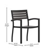 Flash Furniture Lark Set of 2 Outdoor Stackable Faux Teak Side Chairs Commercial Grade Black Aluminum Patio Chairs w/ Synthetic Gray Wash Faux Teak Slats, Model# 2-XU-DG-HW6006-GY-GG