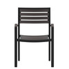 Flash Furniture Lark Set of 2 Outdoor Stackable Faux Teak Side Chairs Commercial Grade Black Aluminum Patio Chairs w/ Synthetic Gray Wash Faux Teak Slats, Model# 2-XU-DG-HW6006-GY-GG