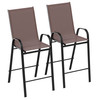 Flash Furniture 2 Pack Brazos Series Brown Outdoor Barstool w/ Flex Comfort Material & Metal Frame, Model# 2-JJ-092H-B-GG