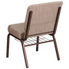 Flash Furniture HERCULES Series 21''W Church Chair in Beige Fabric w/ Book Rack Copper Vein Frame, Model# FD-CH0221-4-CV-BGE1-BAS-GG