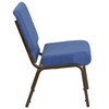 Flash Furniture HERCULES Series 21''W Stacking Church Chair in Blue Fabric Gold Vein Frame, Model# FD-CH0221-4-GV-BLUE-GG