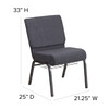 Flash Furniture HERCULES Series 21''W Church Chair in Dark Gray Fabric w/ Book Rack Silver Vein Frame, Model# FD-CH0221-4-SV-DKGY-BAS-GG