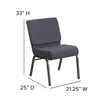 Flash Furniture HERCULES Series 21''W Church Chair in Dark Gray Fabric Silver Vein Frame, Model# FD-CH0221-4-SV-DKGY-GG