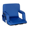 Flash Furniture Malta Blue Portable Lightweight Reclining Stadium Chair w/ Armrests, Padded Back & Seat w/ Dual Storage Pockets & Backpack Straps, Model# FV-FA090-BL-GG