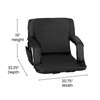 Flash Furniture Malta Black Portable Lightweight Reclining Stadium Chair w/ Armrests, Padded Back & Seat w/ Dual Storage Pockets & Backpack Straps, Model# FV-FA090-BK-GG