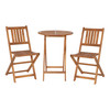 Flash Furniture Martindale 3 Piece Folding Patio Bistro Set, Indoor/Outdoor Acacia Round Wood Table & 2 Chair Set w/ Slatted Design, Natural Finish, Model# THB-S4460-NAT-GG