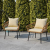 Flash Furniture Evin Set of 2 Boho Indoor/Outdoor Rope Rattan Wicker Patio Chairs w/ Cream All-Weather Cushions, Natural, Model# SB-1960-CH-CREAM-GG