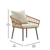 Flash Furniture Evin Set of 2 Boho Indoor/Outdoor Rope Rattan Wicker Patio Chairs w/ Cream All-Weather Cushions, Natural, Model# SB-1960-CH-CREAM-GG