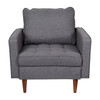 Flash Furniture Hudson Mid-Century Modern Commercial Grade Armchair w/ Tufted Faux Linen Upholstery & Solid Wood Legs in Dark Gray, Model# IS-PC100-DKGY-GG