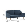 Flash Furniture Delphine Premium Convertible Split Back Sofa Futon w/ Curved Armrests & Solid Wood Legs Navy Faux Linen Upholstery, Model# HC-1035-NV-GG