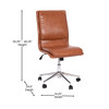 Flash Furniture Madigan Mid-Back Armless Swivel Task Office Chair w/ LeatherSoft & Adjustable Chrome Base, Cognac, Model# GO-21111-BR-GG