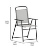 Flash Furniture Set of 2 Mystic Folding Patio Sling Chairs, Outdoor Textilene Lawn Chairs w/ Armrests in Gray, Model# 2-GM-SC098-GY-GG