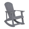 Flash Furniture Savannah Commercial Grade All-Weather Poly Resin Wood Adirondack Rocking Chair w/ Rust Resistant Stainless Steel Hardware in Gray, Model# JJ-C14705-GY-GG