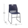 Flash Furniture HERCULES Series Commercial Grade 660 lb. Capacity Navy Plastic Stack Chair w/ Black Powder Coated Sled Base Frame & Integrated Carrying Handle, Model# RUT-NC499A-NAVY-GG