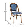 Flash Furniture Bordeaux Indoor/Outdoor Commercial French Bistro Stacking Chair, Navy & White PE Rattan Back & Seat, Bamboo Print Aluminum Frame in Natural, Model# SDA-AD642001-NVYWH-NAT-GG