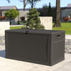 Flash Furniture Nobu 120 Gallon Plastic Deck Box Outdoor Waterproof Storage Box for Patio Cushions, Garden Tools & Pool Toys, Gray, Model# QT-KTL-4023GY-GG