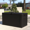 Flash Furniture Nobu 120 Gallon Plastic Deck Box Outdoor Waterproof Storage Box for Patio Cushions, Garden Tools & Pool Toys, Black, Model# QT-KTL-4023BK-GG