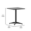 Flash Furniture Mellie 23.5'' Black Square Metal Indoor-Outdoor Table w/ Base, Model# TLH-053-1-BK-GG