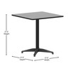 Flash Furniture Mellie 27.5'' Black Square Metal Indoor-Outdoor Table w/ Base, Model# TLH-053-2-BK-GG