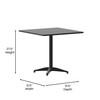 Flash Furniture Mellie 31.5'' Black Square Metal Indoor-Outdoor Table w/ Base, Model# TLH-053-3-BK-GG