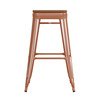 Flash Furniture Kai Commercial Grade 30" High Backless Orange Metal Indoor-Outdoor Barstool w/ Teak Poly Resin Wood Seat, Model# CH-31320-30-OR-PL2T-GG