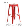 Flash Furniture Kai Commercial Grade 30" High Backless Red Metal Indoor-Outdoor Barstool w/ Red Poly Resin Wood Seat, Model# CH-31320-30-RED-PL2R-GG