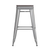 Flash Furniture Kai Commercial Grade 30" High Backless Silver Metal Indoor-Outdoor Barstool w/ Gray Poly Resin Wood Seat, Model# CH-31320-30-SIL-PL2G-GG