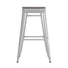 Flash Furniture Kai Commercial Grade 30" High Backless White Metal Indoor-Outdoor Barstool w/ Gray Poly Resin Wood Seat, Model# CH-31320-30-WH-PL2G-GG
