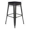 Flash Furniture Kai Commercial Grade 30" High Backless Black Metal Indoor-Outdoor Barstool w/ Black Poly Resin Wood Seat, Model# CH-31320-30-BK-PL2B-GG