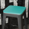 Flash Furniture Perry Poly Resin Wood Square Seat w/ Rounded Edges for Colorful Metal Barstools in Mint, Model# 4-JJ-SEA-PL02-MINT-GG