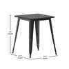 Flash Furniture Declan Commercial Grade Indoor/Outdoor Dining Table, 23.75" Square All Weather Black Poly Resin Top w/ Black Steel Base, Model# JJ-T14619-60-BKBK-GG