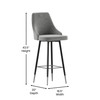Flash Furniture Shelly Set of 2 Commercial LeatherSoft Bar Height Stools w/ Solid Black Metal Frames & Chrome Accented Feet & Footrests, Gray, Model# SY-807-30-GY-GG