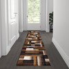 Flash Furniture Elio Collection 2' x 7' Chocolate Color Blocked Area Rug Olefin Rug w/ Jute Backing Entryway, Living Room, or Bedroom, Model# ACD-RGTRZ861-27-CO-GG