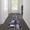 Flash Furniture Elio Collection 2' x 7' Purple Color Blocked Area Rug Olefin Rug w/ Jute Backing Entryway, Living Room, or Bedroom, Model# ACD-RGTRZ861-27-PU-GG