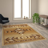 Flash Furniture Lodi Collection Southwestern 6' x 9' Brown Area Rug Olefin Rug w/ Jute Backing for Hallway, Entryway, Bedroom, Living Room, Model# OKR-RG1113-69-BG-GG