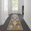 Flash Furniture Lodi Collection Southwestern 2' x 7' Blue Area Rug Olefin Rug w/ Jute Backing for Hallway, Entryway, Bedroom, Living Room, Model# OKR-RG1113-27-BL-GG