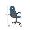 Flash Furniture X10 Gaming Chair Racing Office Computer PC Adjustable Chair w/ Flip-up Arms & Transparent Roller Wheels, Blue/Black LeatherSoft, Model# CH-00095-BL-RLB-GG