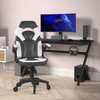 Flash Furniture X10 Gaming Chair Racing Office Computer PC Adjustable Chair w/ Flip-up Arms & Transparent Roller Wheels, White/Black LeatherSoft, Model# CH-00095-WH-RLB-GG
