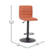 Flash Furniture Vincent Modern Cognac Vinyl Adjustable Bar Stool w/ Back, Swivel Stool w/ Black Pedestal Base & Footrest, Model# CH-92023-1-BRBK-GG