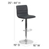 Flash Furniture Vincent Modern Gray Vinyl Adjustable Bar Stool w/ Back, Swivel Stool w/ Chrome Pedestal Base & Footrest, Model# CH-92023-1-GY-GG