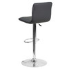 Flash Furniture Vincent Modern Gray Vinyl Adjustable Bar Stool w/ Back, Swivel Stool w/ Chrome Pedestal Base & Footrest, Model# CH-92023-1-GY-GG