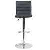 Flash Furniture Vincent Modern Gray Vinyl Adjustable Bar Stool w/ Back, Swivel Stool w/ Chrome Pedestal Base & Footrest, Model# CH-92023-1-GY-GG