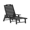 Flash Furniture Monterey Adjustable Adirondack Lounger w/ Cup Holder- All-Weather Indoor/Outdoor HDPE Lounge Chair in Black, Model# LE-HMP-2017-414-BK-GG