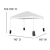 Flash Furniture Harris 10'x10' White Pop Up Event Straight Leg Canopy Tent w/ Sandbags & Wheeled Case, Model# JJ-GZ1010PKG-WH-GG