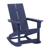 Flash Furniture Finn Modern Commercial Grade All-Weather 2-Slat Poly Resin Wood Rocking Adirondack Chair w/ Rust Resistant Stainless Steel Hardware in Navy, Model# JJ-C14709-NV-GG