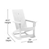 Flash Furniture Finn Modern Commercial Grade All-Weather 2-Slat Poly Resin Wood Rocking Adirondack Chair w/ Rust Resistant Stainless Steel Hardware in White, Model# JJ-C14709-WH-GG